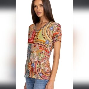 The Janie Favorite Mosaic short sleeve V-Neck Tee